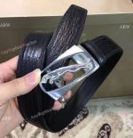 Perfect Replica for sale - Jaguar Silver buckle & Black Leather Belt Mens